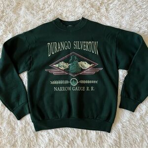 Vintage Dark Green Graphic Crewneck Sweater